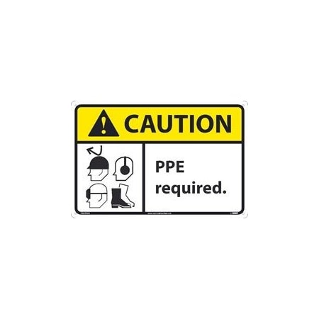 Nmc CAUTION, PPE REQUIRED, 12X18,  CGA50AG